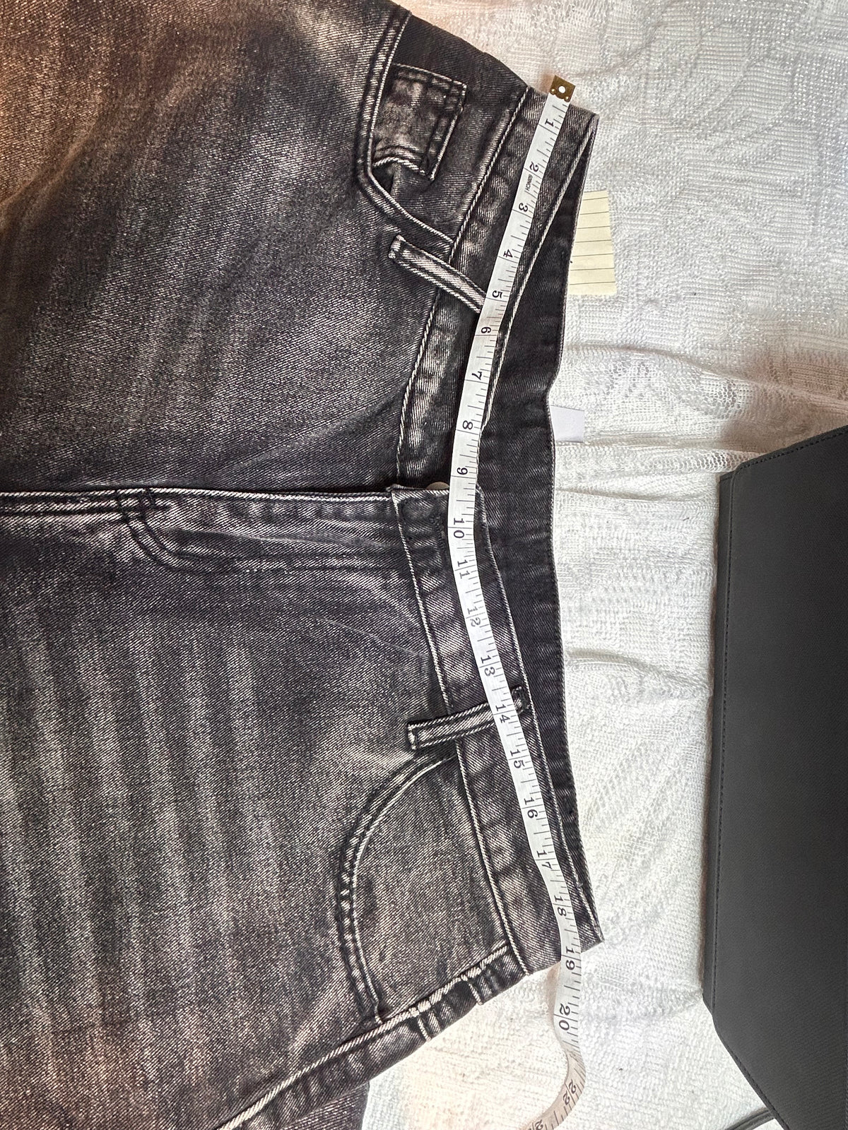 Men's Black Acid Wash Denim Jeans Wide-Leg Baggy Fit 38W Size 38