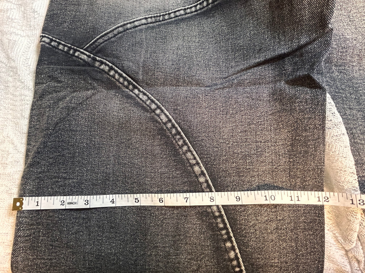Men's Black Acid Wash Denim Jeans Wide-Leg Baggy Fit 38W Size 38