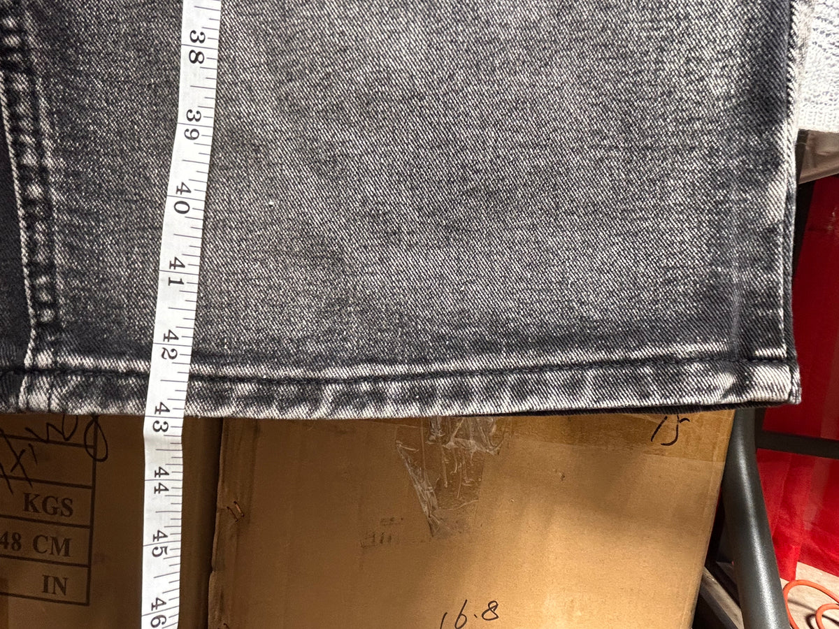 Men's Black Acid Wash Denim Jeans Wide-Leg Baggy Fit 38W Size 38